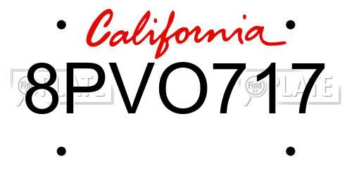 8PVO717 California License Plate