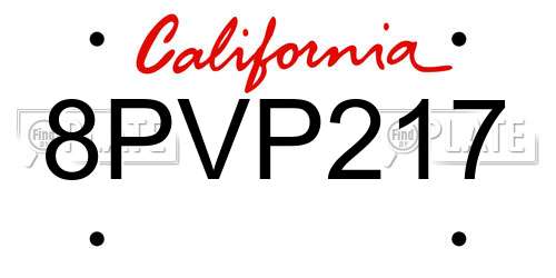 8PVP217 California License Plate