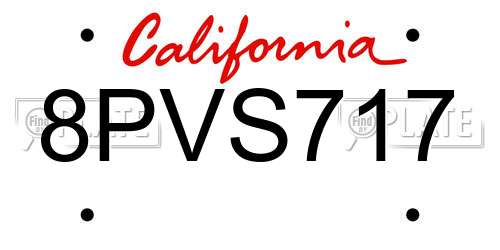 8PVS717 California License Plate