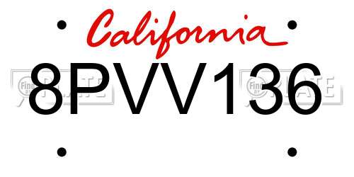 8PVV136 California License Plate