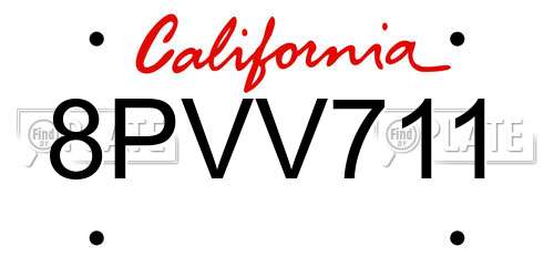 8PVV711 California License Plate