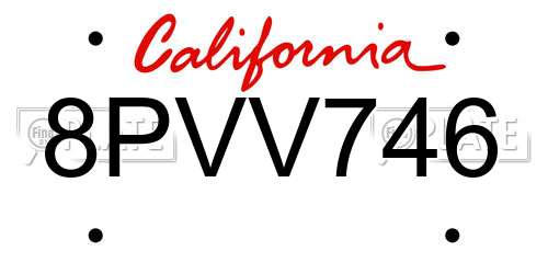 8PVV746 California License Plate