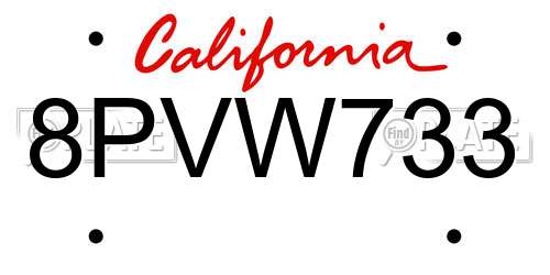 8PVW733 California License Plate