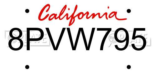 8PVW795 California License Plate