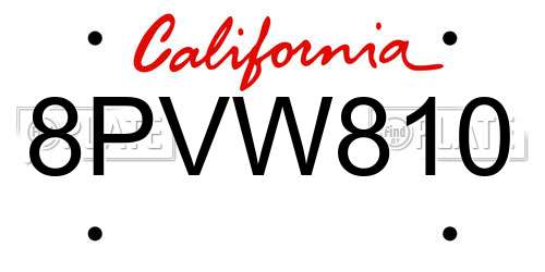 8PVW810 California License Plate