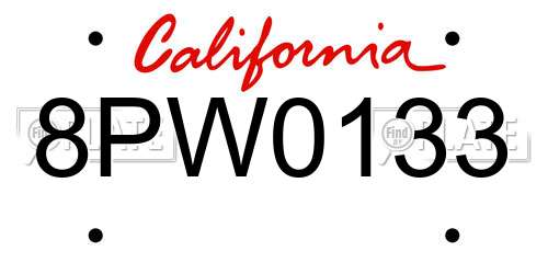 8PW0133 California License Plate