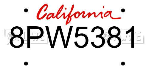 8PW5381 California License Plate