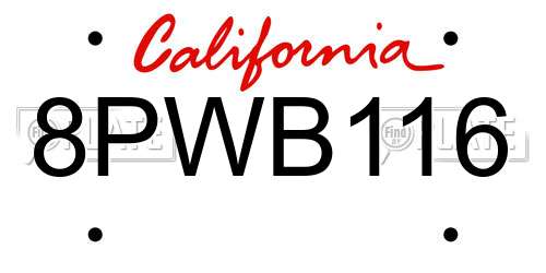 8PWB116 California License Plate