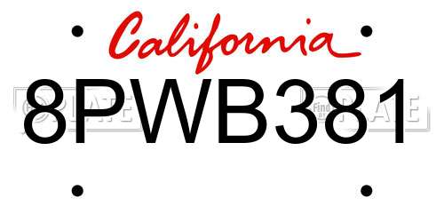 8PWB381 California License Plate