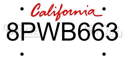 8PWB663 California License Plate