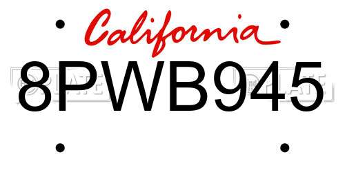 8PWB945 California License Plate