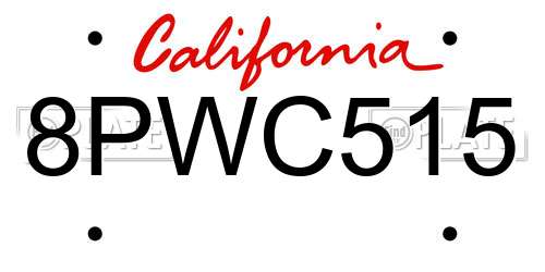 8PWC515 California License Plate
