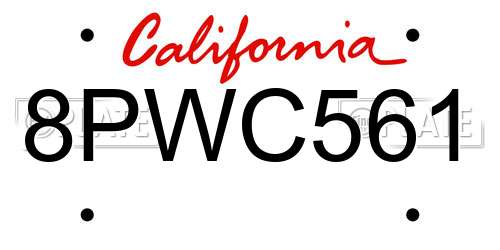 8PWC561 California License Plate