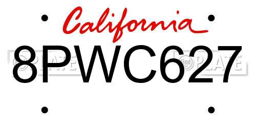 8PWC627 California License Plate