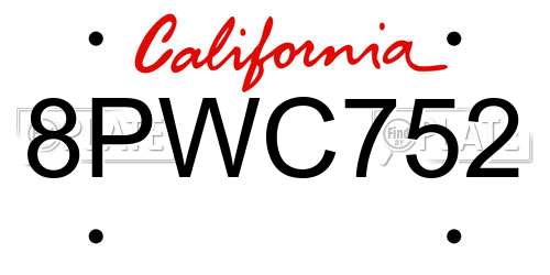 8PWC752 California License Plate