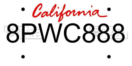 8PWC888 California License Plate