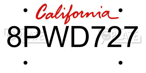 8PWD727 California License Plate