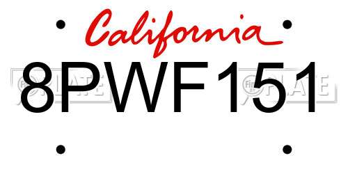 8PWF151 California License Plate
