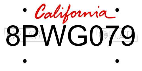 8PWG079 California License Plate