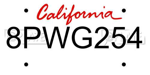 8PWG254 California License Plate