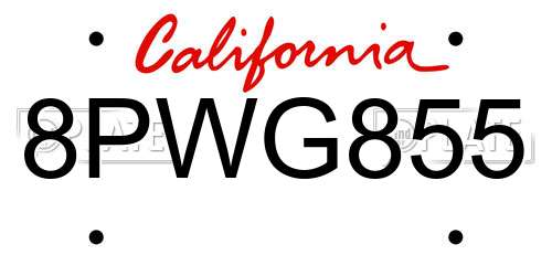 8PWG855 California License Plate