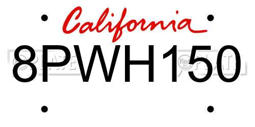 8PWH150 California License Plate
