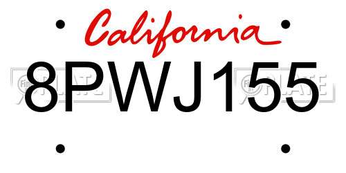 8PWJ155 California License Plate