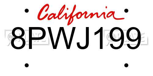 8PWJ199 California License Plate