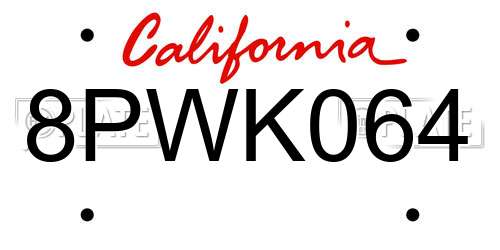 8PWK064 California License Plate