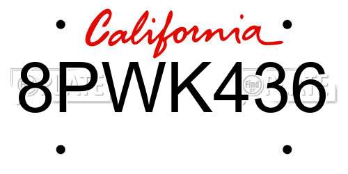 8PWK436 California License Plate
