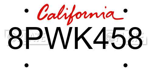 8PWK458 California License Plate