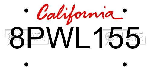 8PWL155 California License Plate