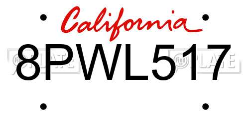 8PWL517 California License Plate