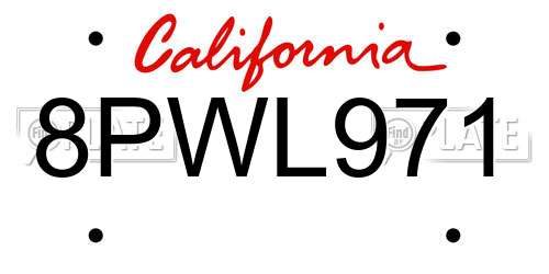 8PWL971 California License Plate