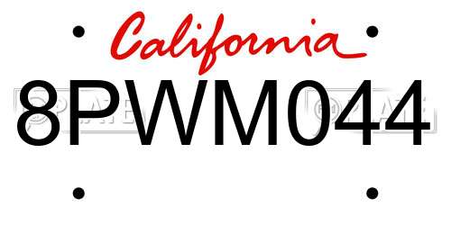 8PWM044 California License Plate