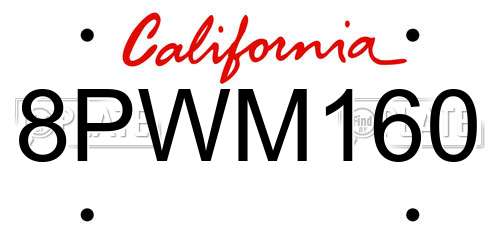 8PWM160 California License Plate