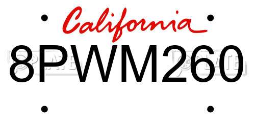 8PWM260 California License Plate