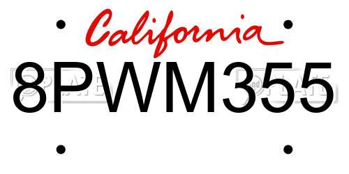 8PWM355 California License Plate