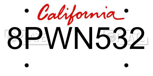 8PWN532 California License Plate