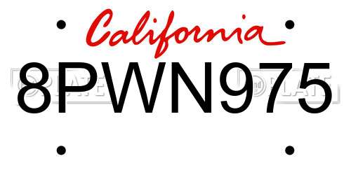 8PWN975 California License Plate