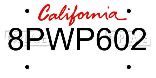 8PWP602 California License Plate