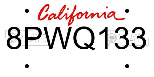 8PWQ133 California License Plate
