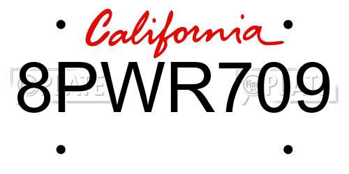 8PWR709 California License Plate