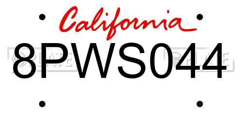 8PWS044 California License Plate