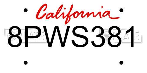 8PWS381 California License Plate