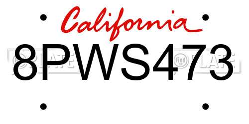 8PWS473 California License Plate