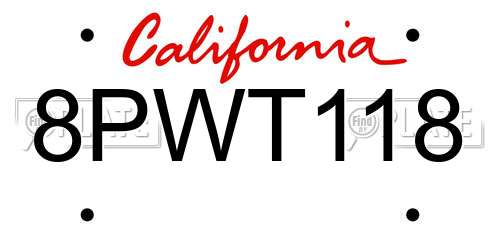 8PWT118 California License Plate