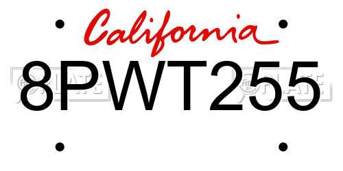 8PWT255 California License Plate