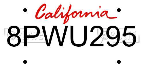 8PWU295 California License Plate