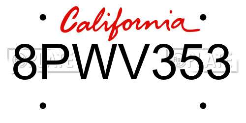 8PWV353 California License Plate